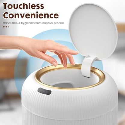 Procade Motion Sensor Trash Can with Lid, 3 Gallon Electric Bathroom Garbage can, Small White Wastebasket Touchless Trash Bin,Automatic Mini Trashcan for Bedroom,Toilet, Office, rv, Living Room - color: White