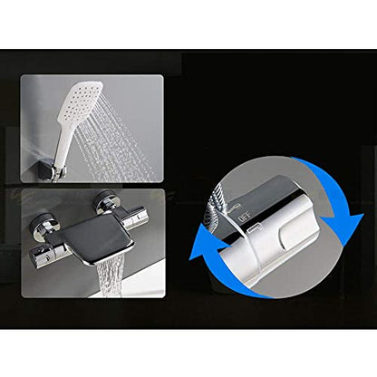 Bathroom Thermostatic Exposed Shower System,Hand Shower, Wall-Mounted Complete Shower Mixer Valve Set