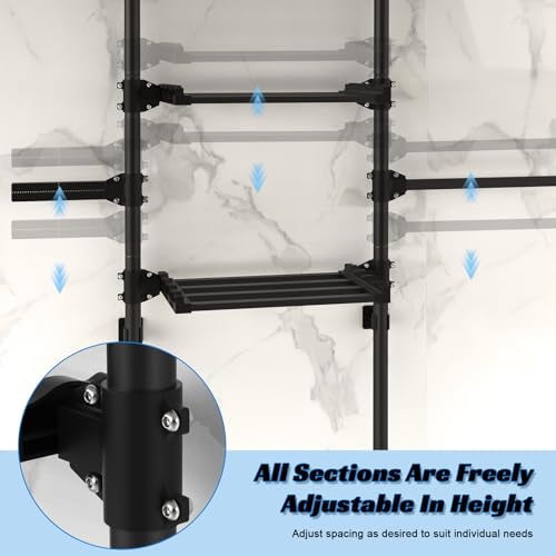 New 4-Tier Over The Toilet Storage Shelf, Adjustable Standing Bathroom Organizer, Heavy Duty Above Behind Toilet Laundry Space-Saving Shelving for Small Rooms, No Drill, 75.2"-131.89" Height 3