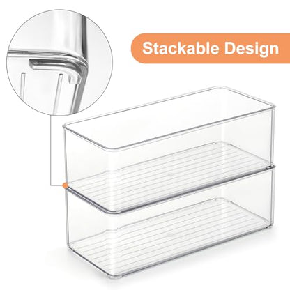 Heyuzb 4 PACK Freezer Organizer Bins Clear Stackable Storage Bins for Fridge Organization and Storage - size: 4 PACK