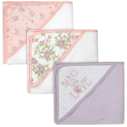 Hooded Baby Bath Towel and Washcloth 6 Piece Set for Newborns, Infants & Toddlers, Boys & Girls Baby Hooded Towels Set - color: Mama's Little Love