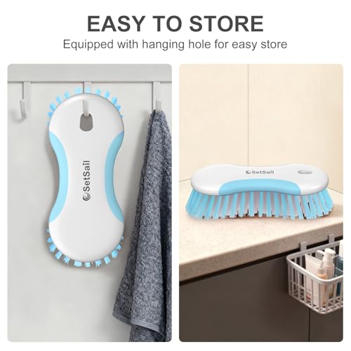 SetSail Multi-Purpose Scrub Brush of 2 Pack, Blue | Stiff Bristles Cleaning Brush with Non-Slip Grip Heavy Duty Scrub Brushes for Cleaning Bathroom Kitchen Tile Bathtub Sink - color: Blue
