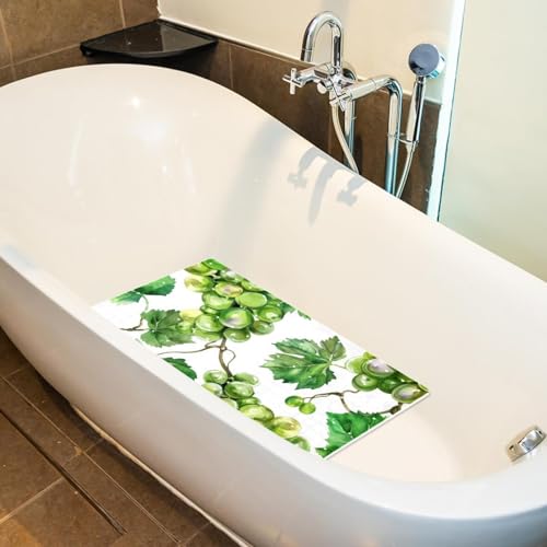 Bathtub Mats for Shower Tub, Watercolor Seamless Green Grapes Anti-Slip Bath Mats for Inside Tub, Bathroom Shower Mats with Drain Holes and Suction Cups - color: Multi 03