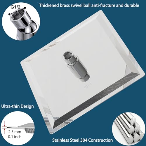 Rain Shower head, High Flow Stainless Steel Square Rainfall ShowerHead, Waterfall Bath Shower Body Covering, Ceiling or Wall Mount (12" Chrome Finish) - size: 12 Inch