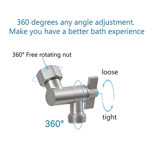 All Metal Shower Angle Adapter, Adjustable Shower Head Extension Adapter, Solid Brass Shower Head Elbow,Adjust Angle to Upgrade Shower Experience,Universal Connection (Brushed nickel) - color: Brushed Nickel