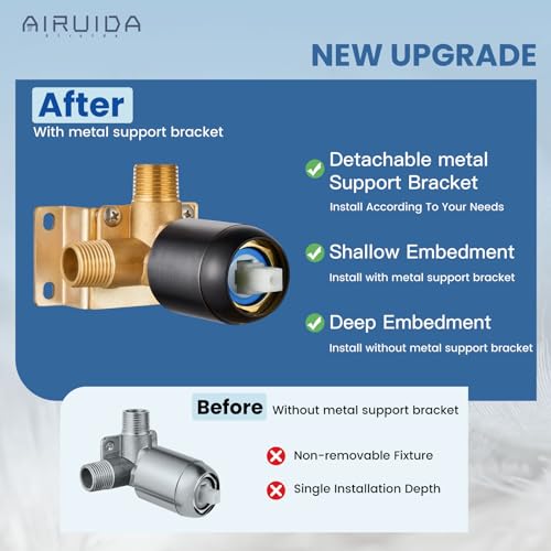 Airuida Shower Faucet Set,8 Inch Shower Valve Kit,Oil Rubbed Bronze | Male Threads,Rough-in Valve Shower Trim Kit,Single Handle Control Shower Set - color: Oil Rubbed Bronze, size: 8 Inch