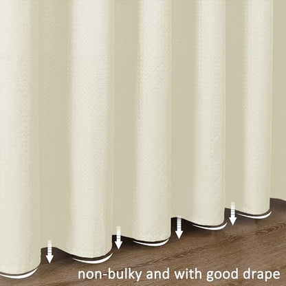 Aiyufeng Waterproof Fabric Shower Curtains for Bathroom，Dot Like Embossed Textured Soft Polyester Cloth Stall Shower Curtain，Hotel Luxury Quality Machine Washable，36Wx72L，Cream - color: Cream, size: 36"W x 72"L (Pack of 1)