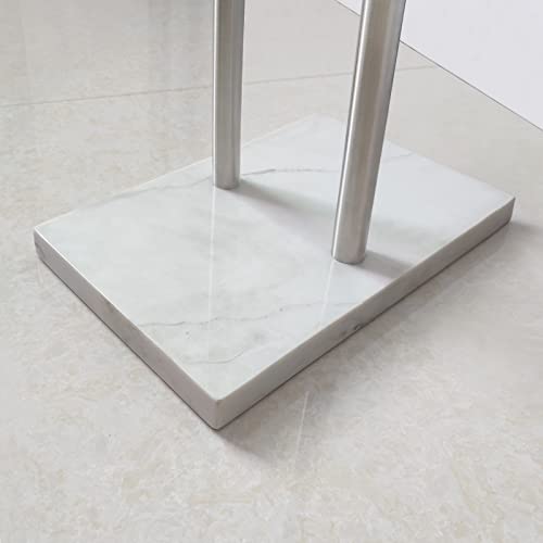 EADOT 40.3 Inch Standing Towel Rack Bath Sheet Holder with Marble Design Base for Bathroom Floor 2 Tier Towel Holder Stand 304 Stainless Steel Brushed Nickel(Same Height) - color: Brushed