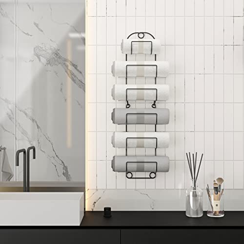 Towel Racks for Bathroom Wall Mounted Metal Wine Rack Towel Shelf Towel Holder for Bath Black - color: Black