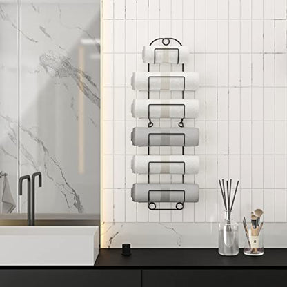 Towel Racks for Bathroom Wall Mounted Metal Wine Rack Towel Shelf Towel Holder for Bath Black - color: Black
