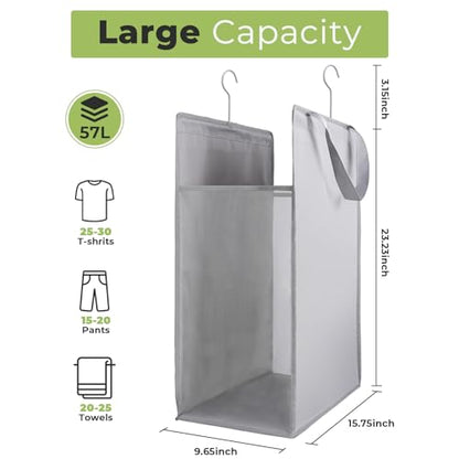 FENTEC 1 Pack Grey Hanging Laundry Hamper，Laundry Hamper Bag with Handles | Hanging Laundry Basket, Slim Laundry Hamper Bag, Portable Hanging Closet Hamper, Mesh Heavy Duty Hanging Laundry Bag - color: Grey, size: 1 Pack-one Section