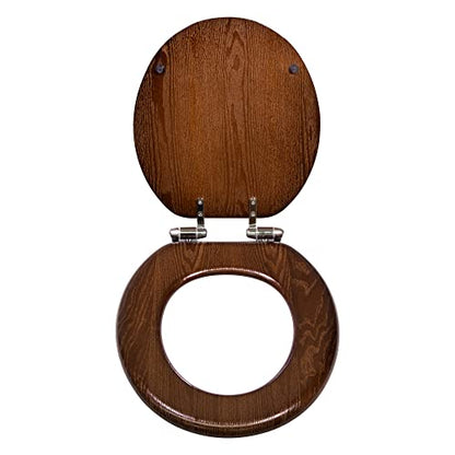 Design House Dalton Round Toilet Seat, Java Brown | Surface, Traditional, Wood, Hardware, 561241-JV - color: Dark Wood