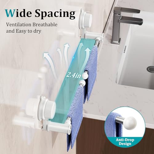 Towel Holder with Suction Cup,Adjustable Length Angle Towel Rack with Aluminum Rod,Sturdy and Reusable Wall Mounted Towel Bar for Bathroom,Kitchen,Porch-1 Pack （Single-Bar） - size: Single-Rod
