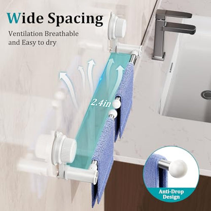 Towel Holder with Suction Cup,Adjustable Length Angle Towel Rack with Aluminum Rod,Sturdy and Reusable Wall Mounted Towel Bar for Bathroom,Kitchen,Porch-1 Pack （Single-Bar） - size: Single-Rod