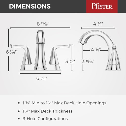 Pfister Willa Bathroom Sink Faucet 4 inch Centerset 2-Handle 3-Hole NSF Certified Polished Chrome Finish with Push & Seal Drain TiteSeal Mounting Technology LF048MALCC - color: Polished Chrome, size: 1 Pack