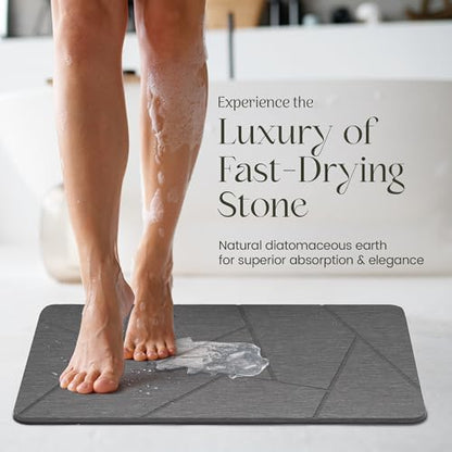 Quick Dry Shower Stone Bath Mat, Super Absorbent & Non-Slip 24 x 16 Inch Diatomaceous Earth Mat, Durable & Easy to Clean Diatomite Bath Mat for Bathroom Floor/Kitchen (River Silt) - color: River Silt