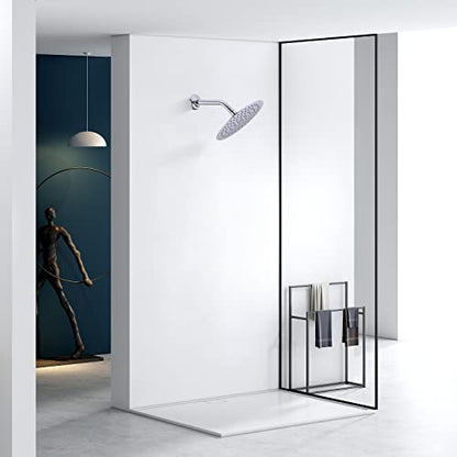 9 Inch Chrome Shower Arm and Flange Stainless Steel Angled Pipe | Wall Mounted Head Extension with Polished Finish, Gooseneck Curved Shower Neck - color: Chrome, style: 9 inch