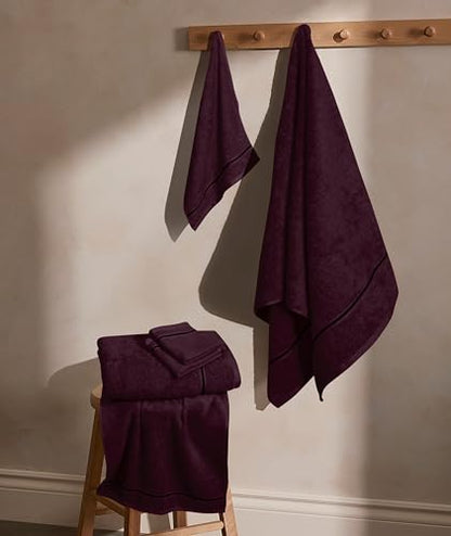 MyOwn Ultra Soft 6 Pack Cotton Towel Set, Contains 2 Bath Towels 28x55 inch, 2 Hand Towels 16x24 inch & 2 Wash Coths 12x12 inch, Ideal Everyday use, Compact & Lightweight - Burgundy - color: Burgundy, size: 6 Piece Set