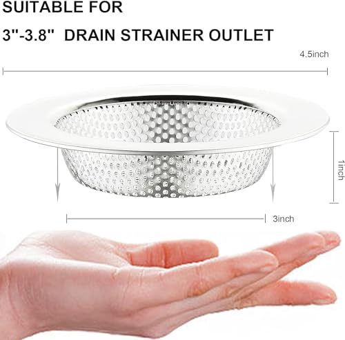 Kitchen Sink Strainer Stainless Steel, LASSHSWA Kitchen Sink Drain Strainer, Sink Strainers for Kitchen Sinks with Large Wide Rim 4.5" Diameter (2 Pack) - style: 2 PACK
