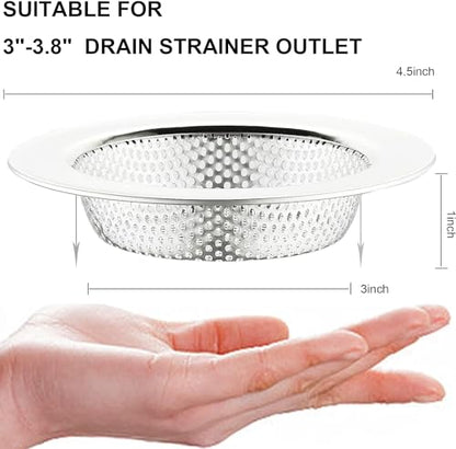 Kitchen Sink Strainer Stainless Steel, LASSHSWA Kitchen Sink Drain Strainer, Sink Strainers for Kitchen Sinks with Large Wide Rim 4.5" Diameter (2 Pack) - style: 2 PACK