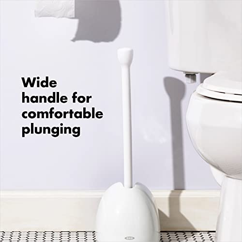 OXO Good Grips Toilet Plunger with Cover, White