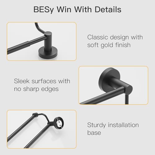 Double Towel Bar Towel Rack for Bathroom Bath Wall Mounted Matte Black | Adjustable 16-26 In,Wall Mounted Towel Holder, Stainless Steel, Rustproof, Towel Bar Rod Hanger Hardware Accessories Hotel - color: Black