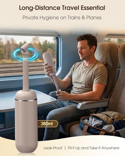 Portable Bidet for Travel & Camping - Manual Squeeze Peri Bottle Handheld | 3 Leak-Proof Seals | BPA-Free | Feminine Hygiene Care | Postpartum | Extendable Sprayer with Nozzle | for Men&Women-Khaki - color: Khaki