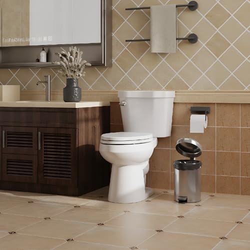 Elongated Toilet Seat 19 Inch with Soft Close Lid, Quick Release for Easy Cleaning, Closed Front Oval Design, Grip-Tight Bumpers, Quick Attach Hardware Included, Fits Most Elongated Toilets, White