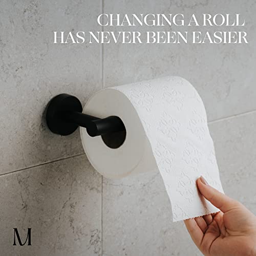 Marmolux Acc 2 PCS Matte Black Bathroom Hardware Set - Hand Towel Holder for Bathroom Wall + Black Toilet Paper Holder Wall Mount | Towel Holder Hanger Rack Stainless Steel Bathroom Set - Towel Rack - color: Matte Black, size: 2pc Bundle