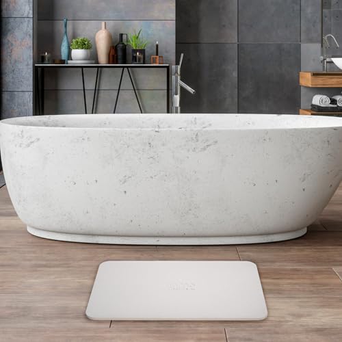 Momo Lifestyle Stone Bath Mat – Quick Dry Diatomaceous Earth Bath Mat, Non Slip Bathroom Shower Mat, Ultra Absorbent Diatomite Bath Stone, Linen Grey, 23.6 x 15.4” - size: 1'3" x 1'11" (Rectangular)