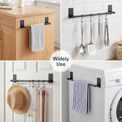 Songtec Adhesive Towel Bar Black 16-Inch, Stick On Bath Towel Rack No Drill, Strong Adhesion Tape Mount Towel Holder, Stainless Steel - Black - color: Black, size: 16-Inch
