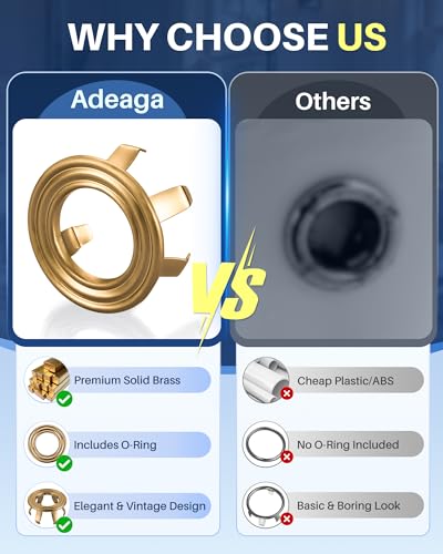 Sink Overflow Ring Brushed Gold: 2 Pack Solid Brass Bathroom Sink Overflow Trim Cover, Hole Insert Caps Replacement for Bathroom Kitchen Vanity Basin - color: Brushed Gold