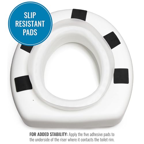 HealthSmart Enhanced Comfort 5" Raised (Round) Toilet Seat Risers for Seniors 5 Slip Resistant Pads FSA/HSA Eligible Padded Toilet Seat Elevation 15.7 x 15.2 x 6.1 - style: New and Improved