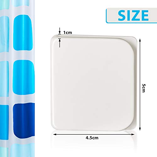 Jetec 4 Pieces Shower Curtain Clips for Liner, Self Adhesive Shower Splash Guard Curtains Clip, Windproof Curtain Holders Weight Guards to Wall Hold in Bathroom Bathtub, White
