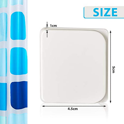 Jetec 4 Pieces Shower Curtain Clips for Liner, Self Adhesive Shower Splash Guard Curtains Clip, Windproof Curtain Holders Weight Guards to Wall Hold in Bathroom Bathtub, White