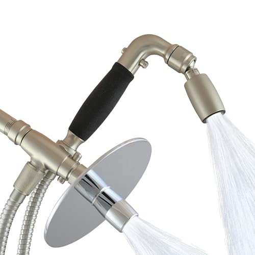 High Sierra® - Solid Lead-Free Metal 4-Way Combo with GEN 3 REFLECTIONS™ Fixed and Handheld Shower Head with Hose. Run Separately or Both at Full Flow - 1.25 GPM per Shower Head -Brushed Nickel Finish - color: Nickel, size: 1.25 GPM