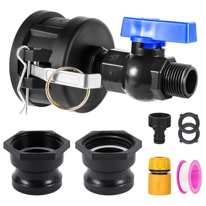 275-330 Gallon IBC Tote Hose Adapter, 2" Camlock Adapter, 2 "Fine, and 2" Coarse Thread,3/4" GHT PVC Faucet Garden Hose Connector