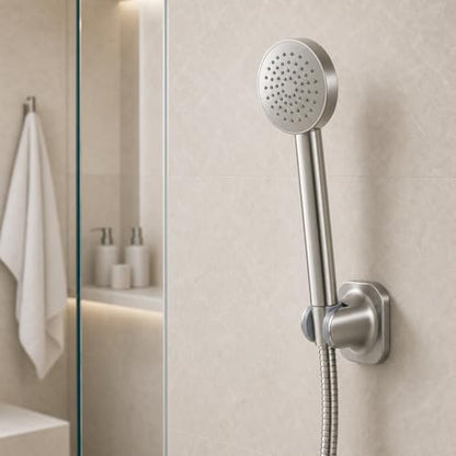 Hand Held Shower Head Holder, Adhesive Showerhead Bracket, Angle Adjustable Shower Wand Holder Wall Mounted, Brushed Nickel - color: Brushed Nickel