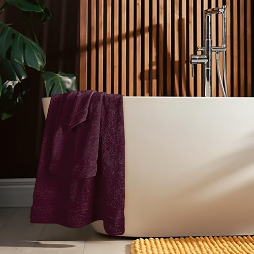 MyOwn 6 Piece Towel Set, 100% Combed Cotton - 2 Bath Towels, 2 Hand Towels, 2 Wash Cloths - 500 GSM Luxury Hotel Quality Ultra Soft Highly Absorbent Towel Set for Bathroom - Burgundy - color: Burgundy