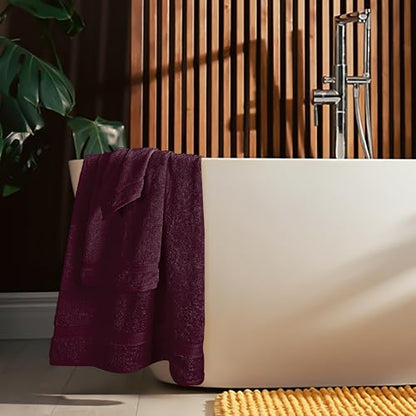MyOwn 6 Piece Towel Set, 100% Combed Cotton - 2 Bath Towels, 2 Hand Towels, 2 Wash Cloths - 500 GSM Luxury Hotel Quality Ultra Soft Highly Absorbent Towel Set for Bathroom - Burgundy - color: Burgundy