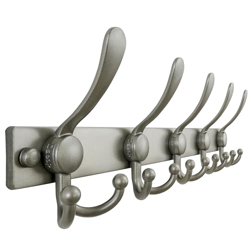 Coat Rack Wall Mount, Heavy Duty 12-Gauge Base vs Flimsy 1mm, Double-Thick Solid Anti-Snap Hooks, 16” Stud-Mount, Stainless Steel Hanger for Clothes Hat Entryway Closet Mudroom, Grey - color: Gray, size: L=17" (1pcs)
