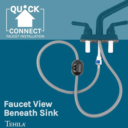 JS Jackson Supplies Dual Handle Pull Out Faucet, Black Finish, 4 Inch Center Set, Universal Utility Sink or Laundry Tub ABS Plastic Faucet with Spray Setting - color: Black