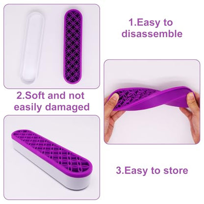 2Pcs Silicone Makeup Brush Holder Stand Purple Make Up Brushes Holder Organizer Makeup Brush Holders for Painting Pen Brushes Nail Clippers Drill Pens Ruler Sewing Craft Tools - color: Purple