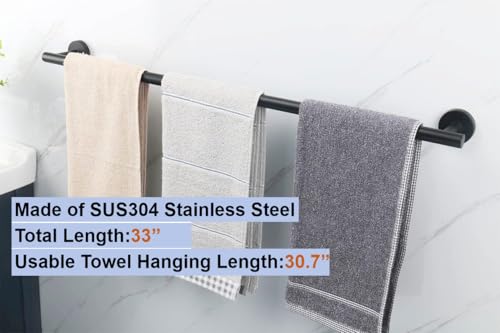33 Inch Towel Bar 2 Pack for Bathroom 9/12/16/24/28/33 Inch Kitchen Hand Towel Holder Matted Black Stainless Steel 304 RUSTPROOF Wall Mount Towel Rod 2 of Pack (2, Matted Black, 33 Inch) - color: Matted Black, size: 33 Inch
