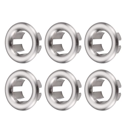 ARCORA 6 Pack Sink Overflow Ring Brushed Nickel Bathroom Kitchen Sink Basin Trim Overflow Cover Hole Insert Cap - color: Brushed Nickel-6 Pack