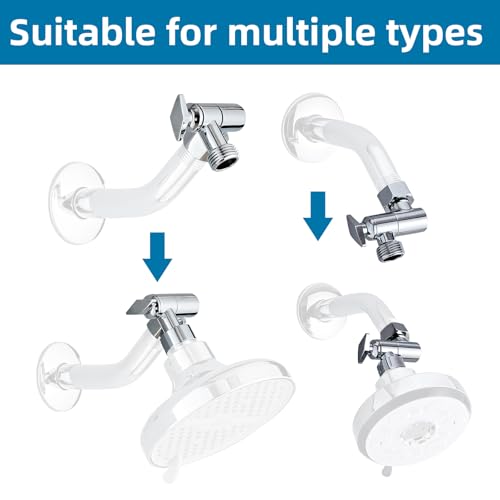 Adjustable Shower Head Extension Arm, 360° Swivel Elbow Adapter, Stainless Steel Rust-Resistant Shower Head Connector for Fixed and Rain Shower Heads (Silver) - color: Silver