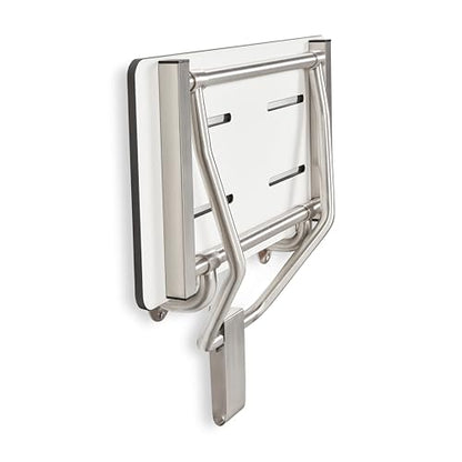 Seachrome Lift-Assist Shower Seat, Yoke-Style Bench, Wall Mount, 30" x 15", Solid White Phenolic - color: White, size: 30 inch