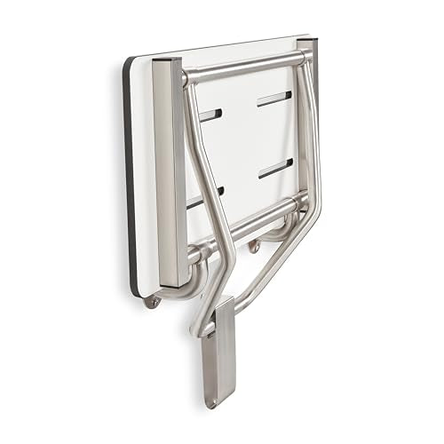 Seachrome 28 x 15 White Folding Shower Bench Seat, ADA Bathroom Safety, Wall-Mount, Transfer Bench - color: White, size: 28 inch