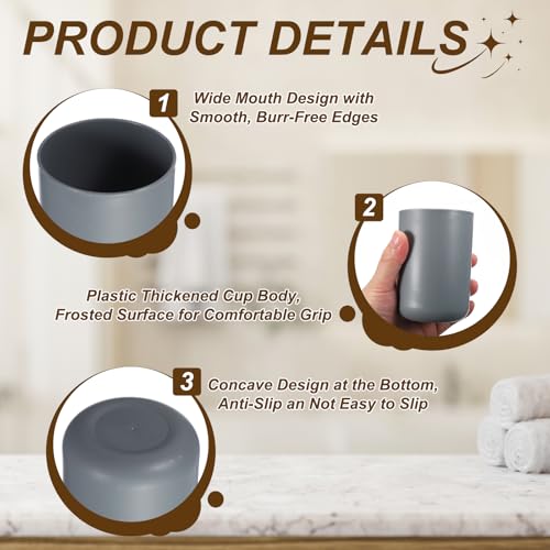 uxcell Bathroom Tumblers, 14oz Reusable Toothbrush Cup 2.8x4 Plastic Cup for Bathroom Travel Home Toothpaste Makeup Brush Holder Mouthwash Water Beverages Combs, Gray - color: Gray