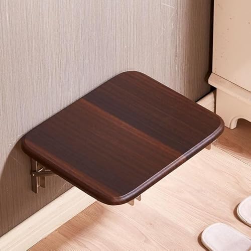 Folding Wall-Mounted Shoe Changing Stool, High-End Entrance Hall Foyer Chair, Invisible Household Folding Stool (Brown) - color: Brown